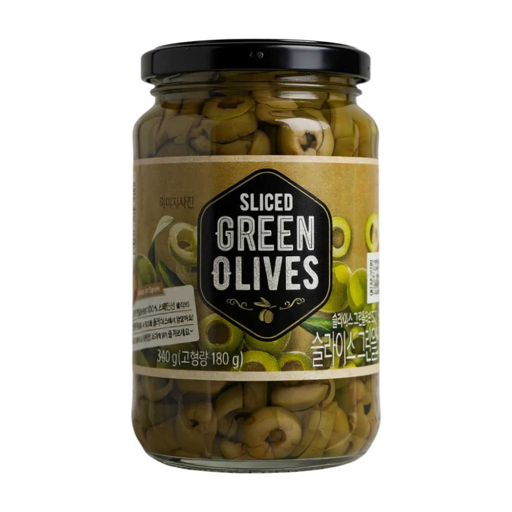 SLICED GREEN OLIVES 180G